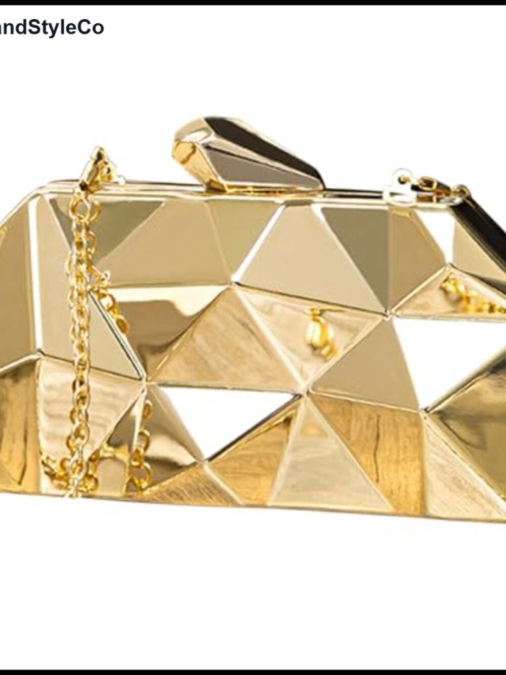 Metal Evening Clutch Purse Lattice Pattern Detachable Chain